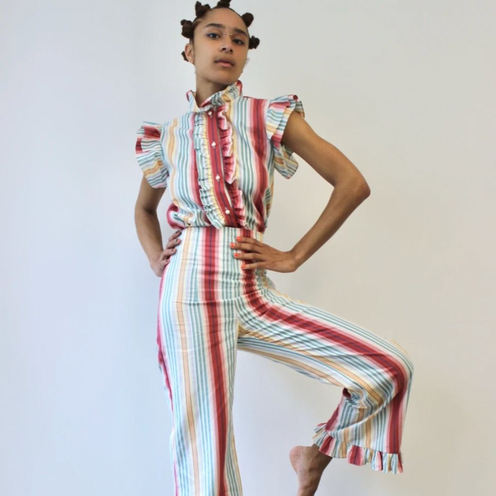 Nwt Batsheva Ruffle Pant And Matching Claude Blou… - image 1